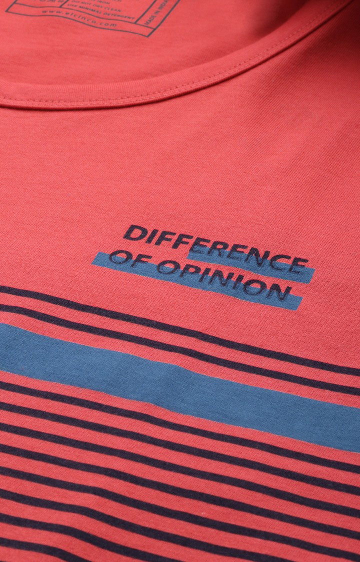 Men's Red Cotton Striped Vests