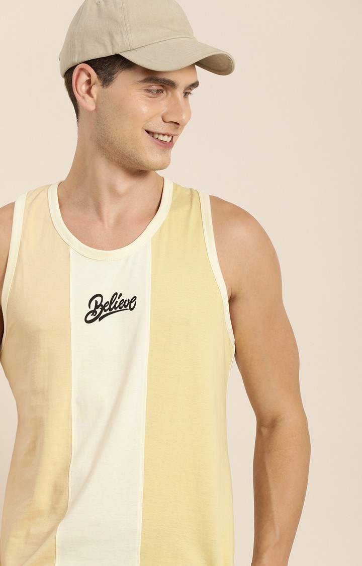 Difference of Opinion | Men's Beige Cotton Colourblock Vests 2