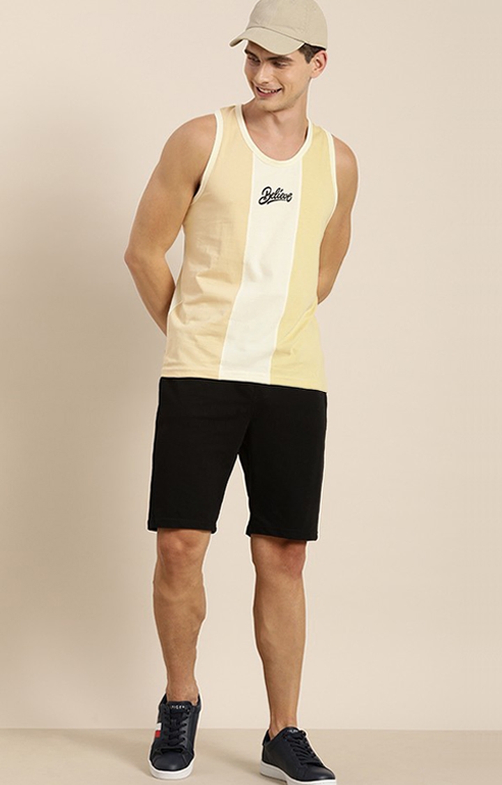 Difference of Opinion | Men's Beige Cotton Colourblock Vests 1