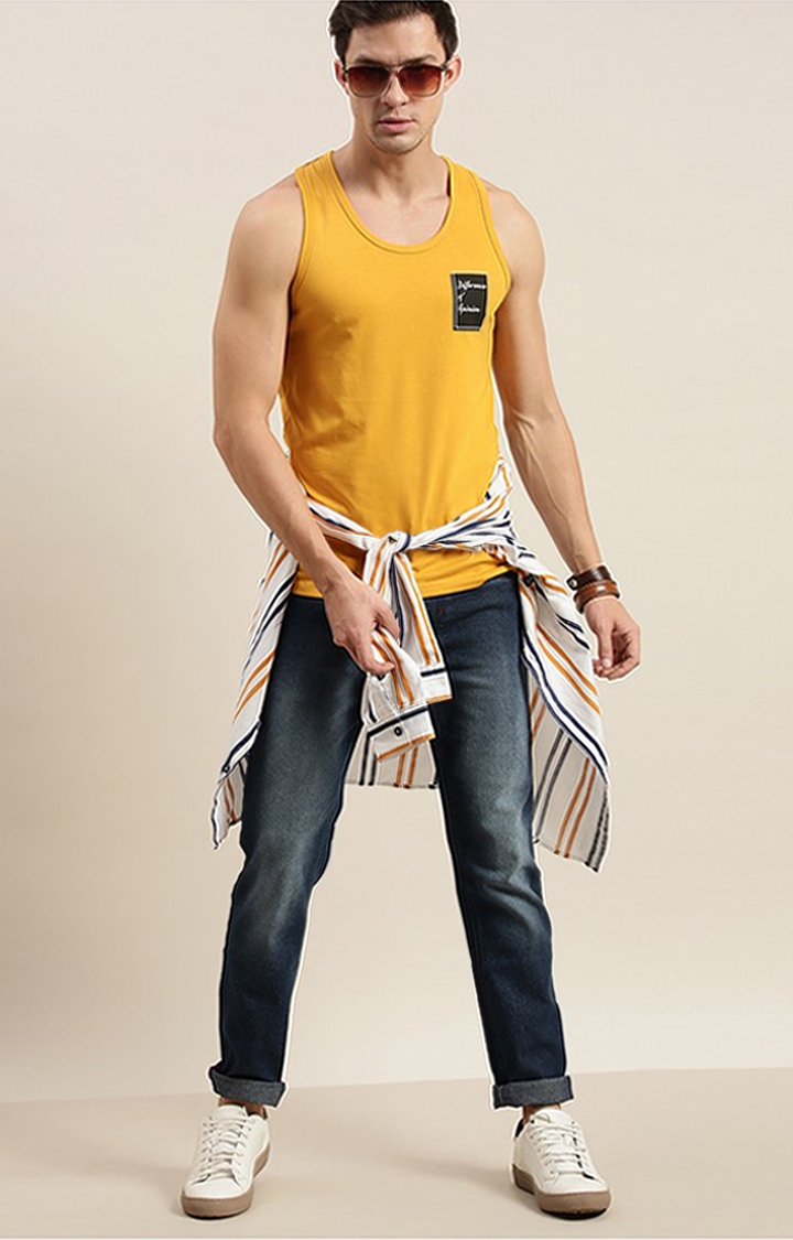 Difference of Opinion | Men's Yellow Cotton Printed Vests 1