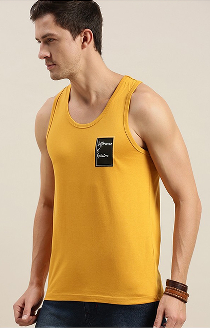 Difference of Opinion | Men's Yellow Cotton Printed Vests 2