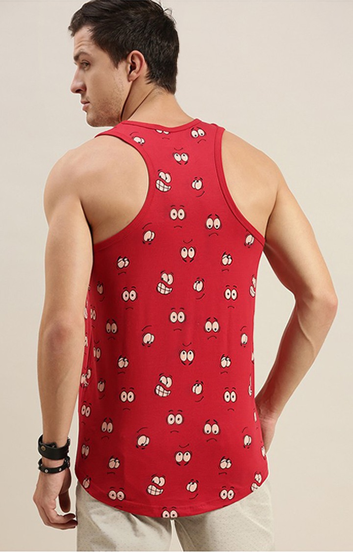 Men's Red Cotton Vests