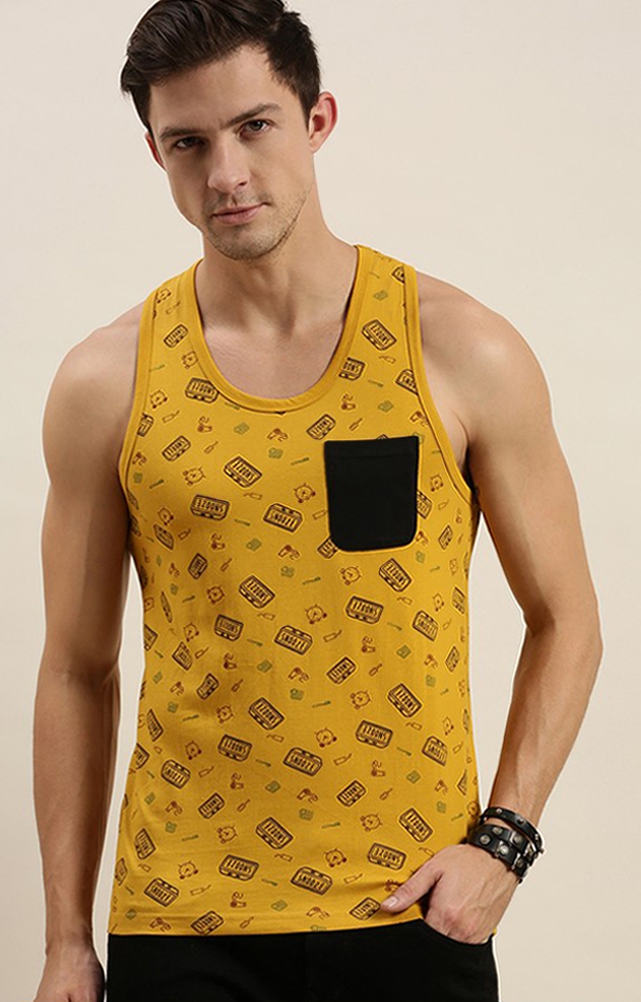Difference of Opinion | Men's Yellow Cotton Printed Vests 0