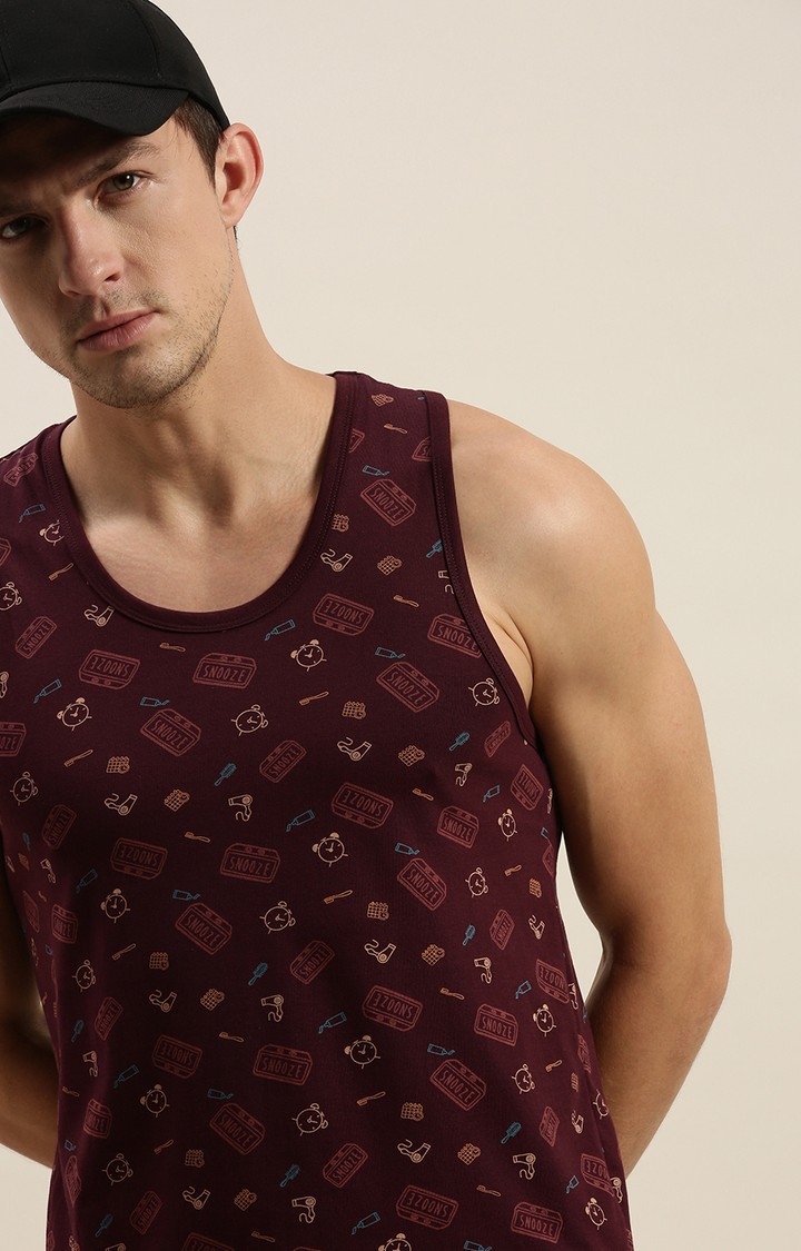Difference of Opinion | Men's Red Cotton Printed Vests 4