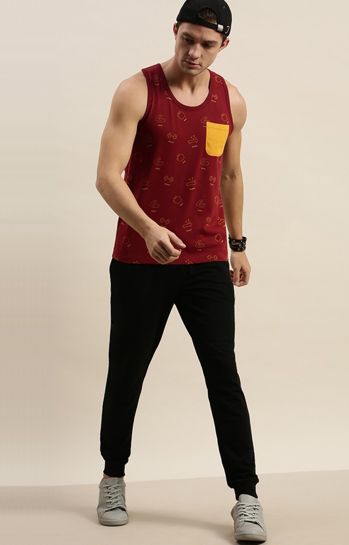 Difference of Opinion | Men's Red Cotton Printed Vests 1