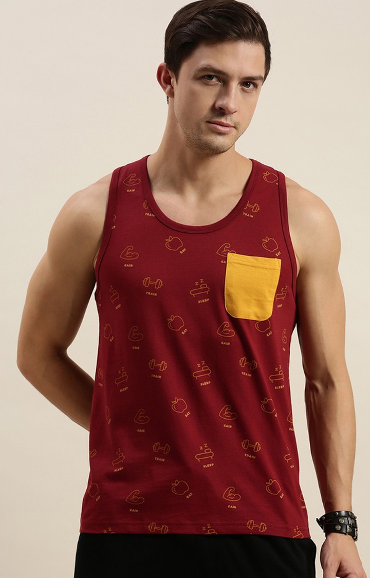 Difference of Opinion | Men's Red Cotton Printed Vests