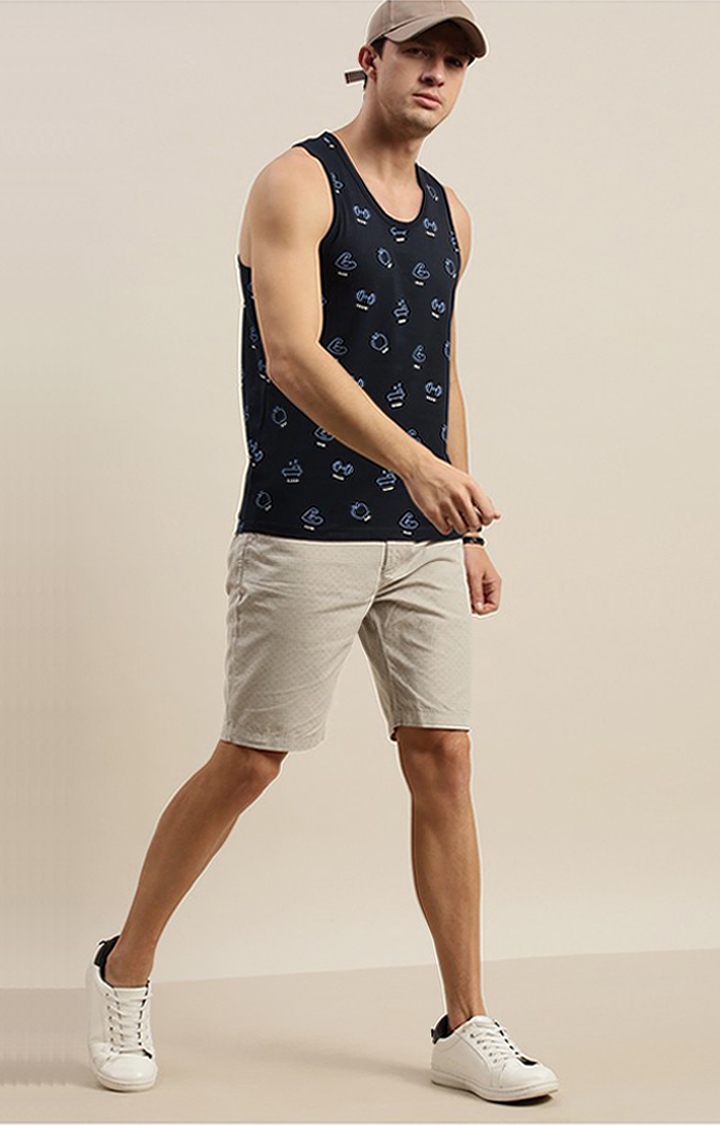 Difference of Opinion | Men's Blue Cotton Printed Vests 1