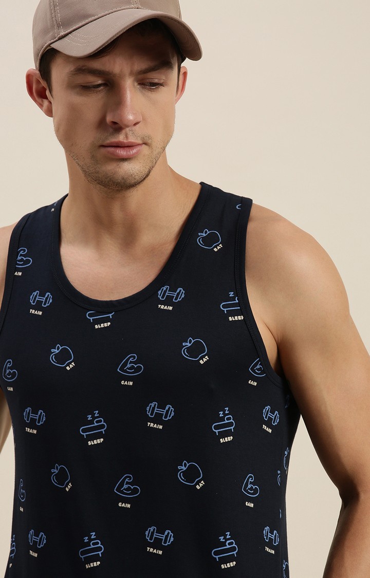 Difference of Opinion | Men's Blue Cotton Printed Vests 4