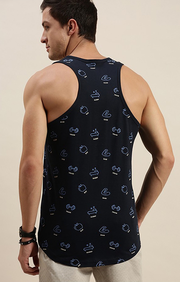 Difference of Opinion | Men's Blue Cotton Printed Vests 3