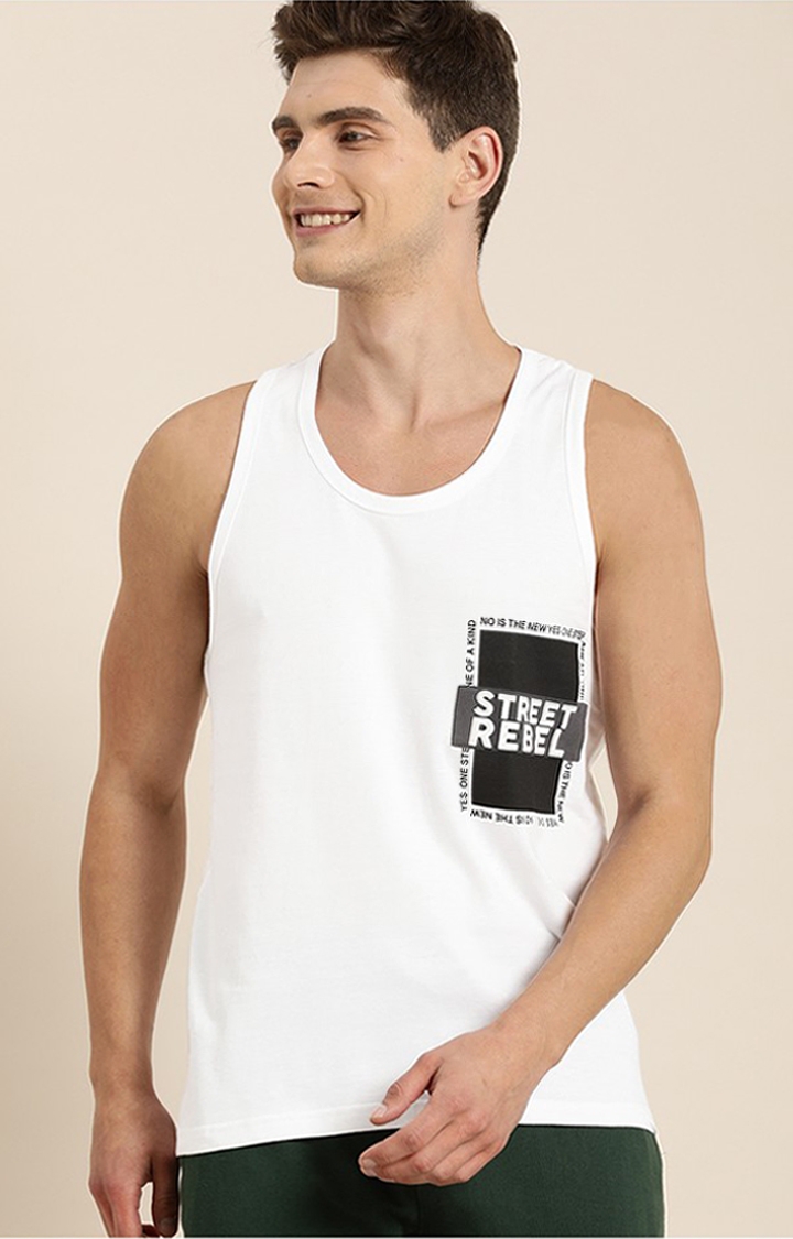 Difference of Opinion | Men's White Cotton Printed Vests