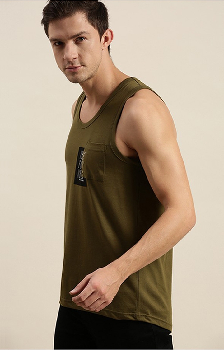 Difference of Opinion | Men's Green Cotton Typographic Printed Vests 2