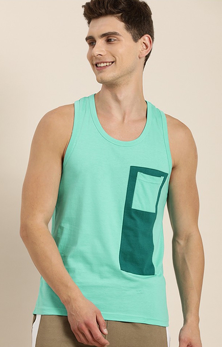 Difference of Opinion | Men's Green Cotton Typographic Printed Vests