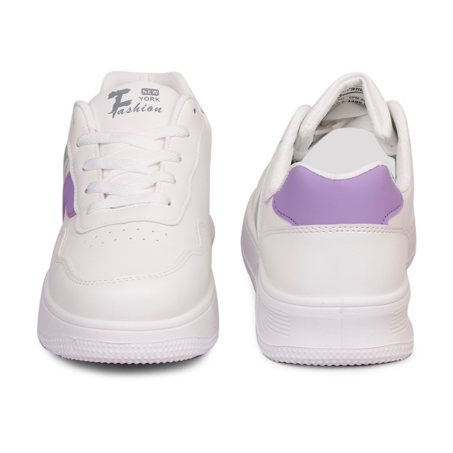 MOZAFIA WhitePurple Lace Up Latest Stylish Casual Lightweight Sneakers for Walking, Gym For Women