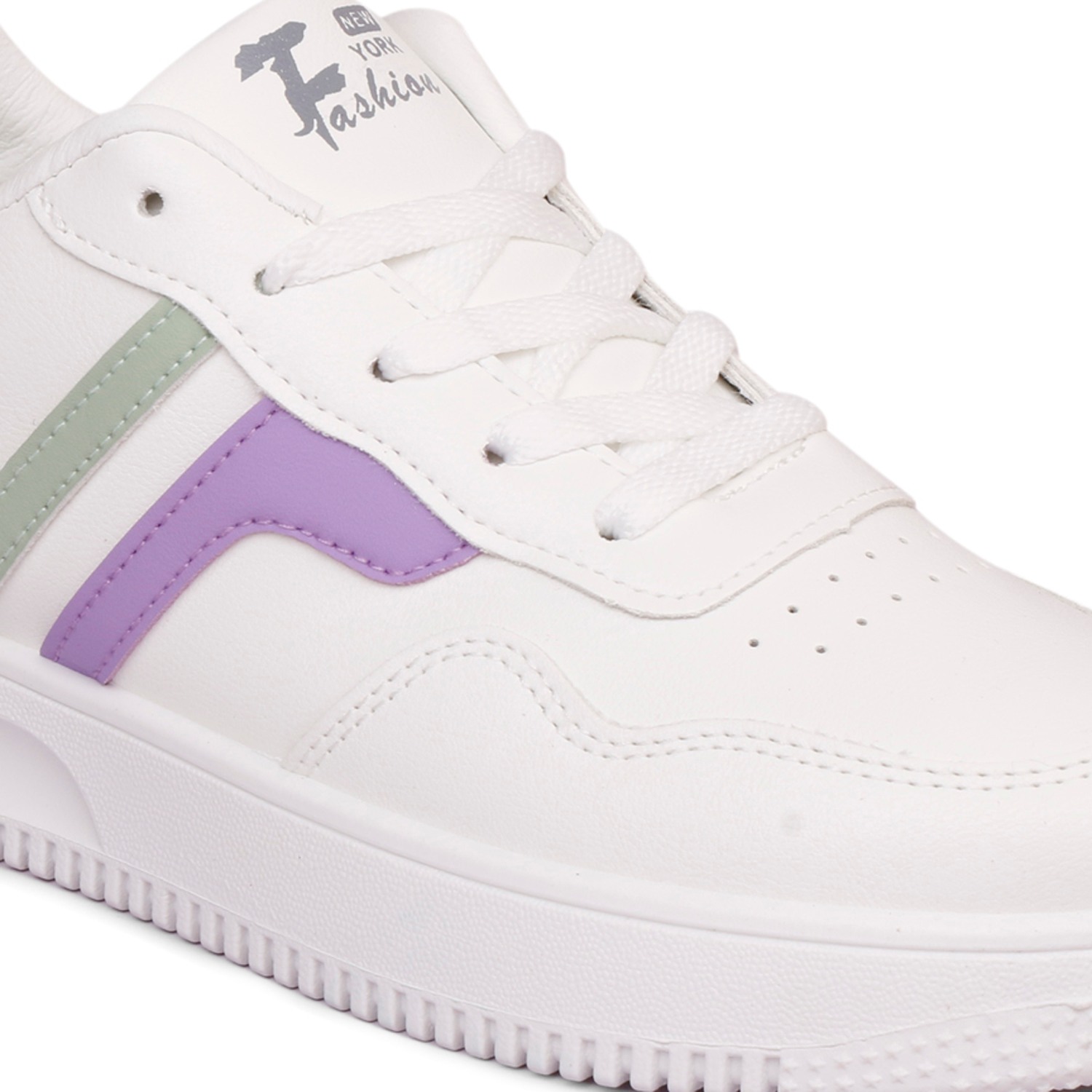MOZAFIA WhitePurple Lace Up Latest Stylish Casual Lightweight Sneakers for Walking, Gym For Women