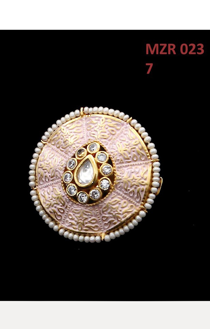 55Carat | Pink Copper Gold Plated Kundan Rings 1