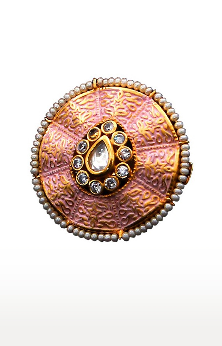 55Carat | Pink Copper Gold Plated Kundan Rings 0