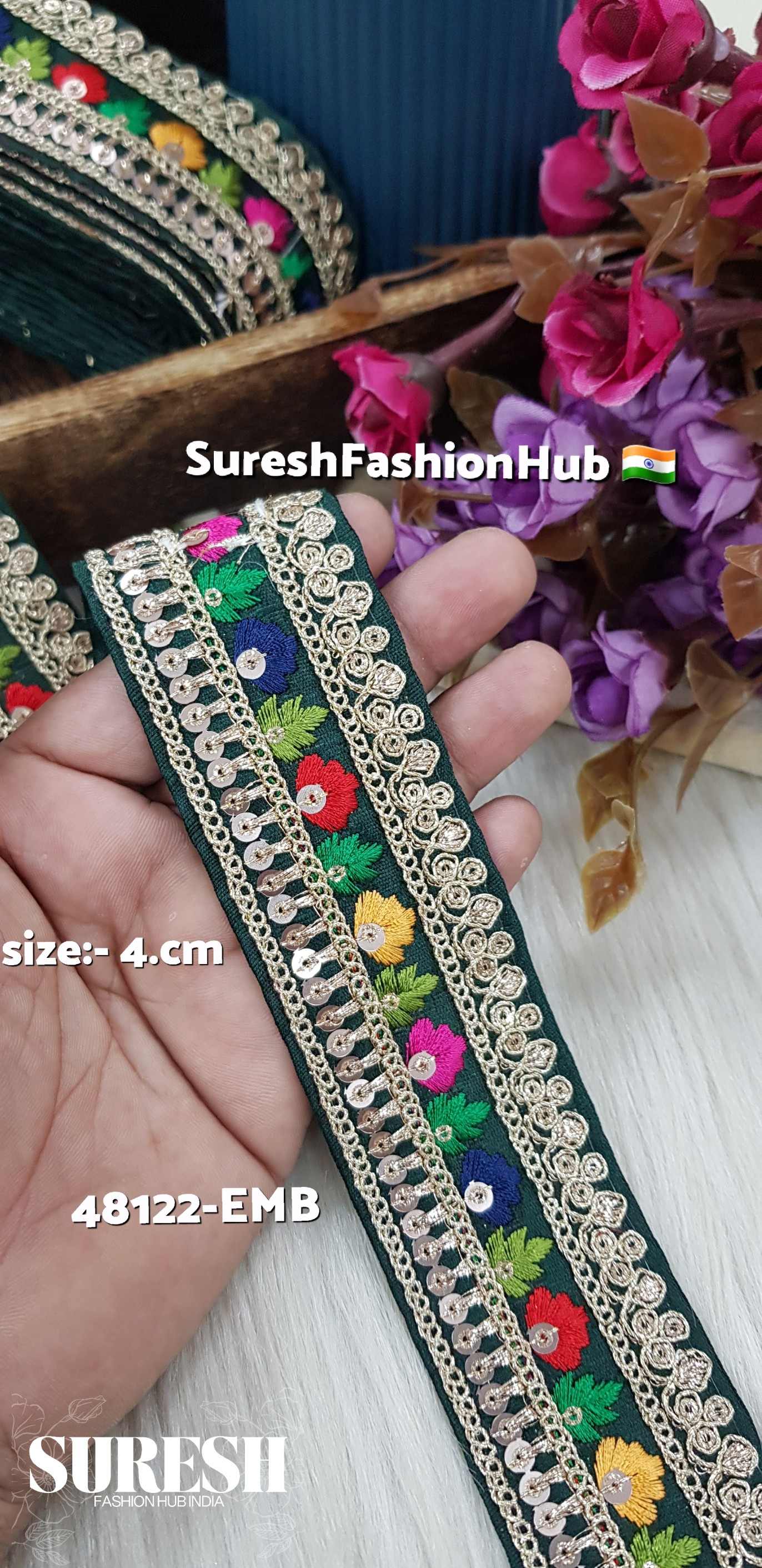 Sabyasachi Inspired Royal Bottle Green Embroidery Lace – 48122-Emb