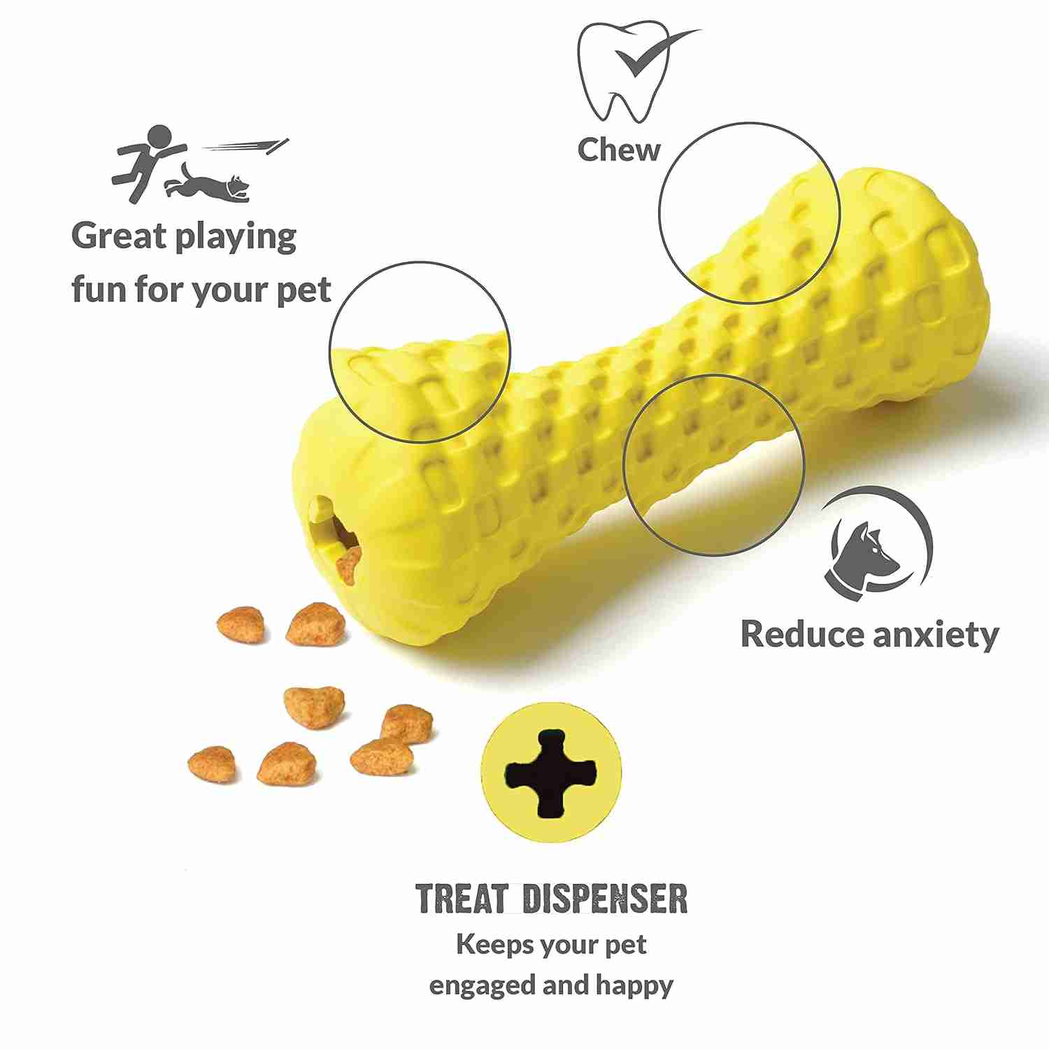 Goofy Tails Dumbbell Natural Rubber Treat Dispensing Interactive Dog Toy