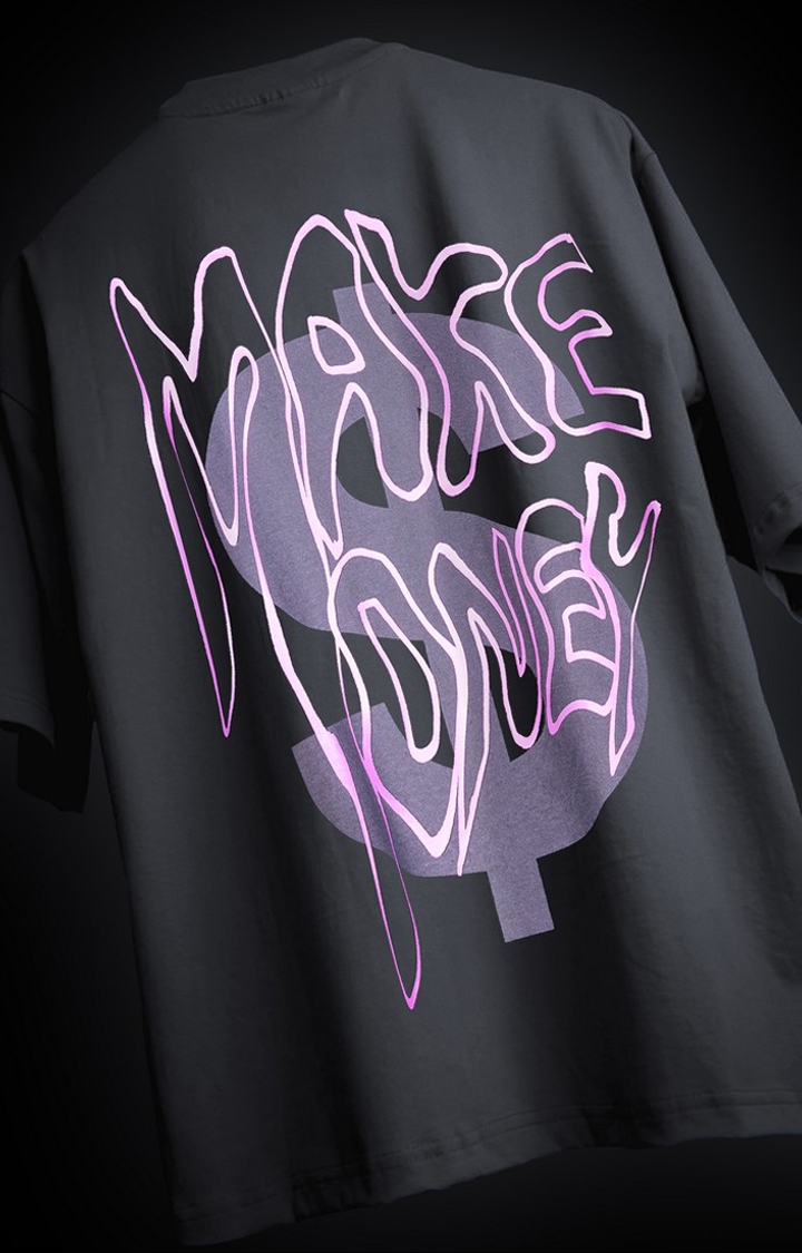 Jammer | Unisex Make Money Black Typographic Oversized T-Shirt