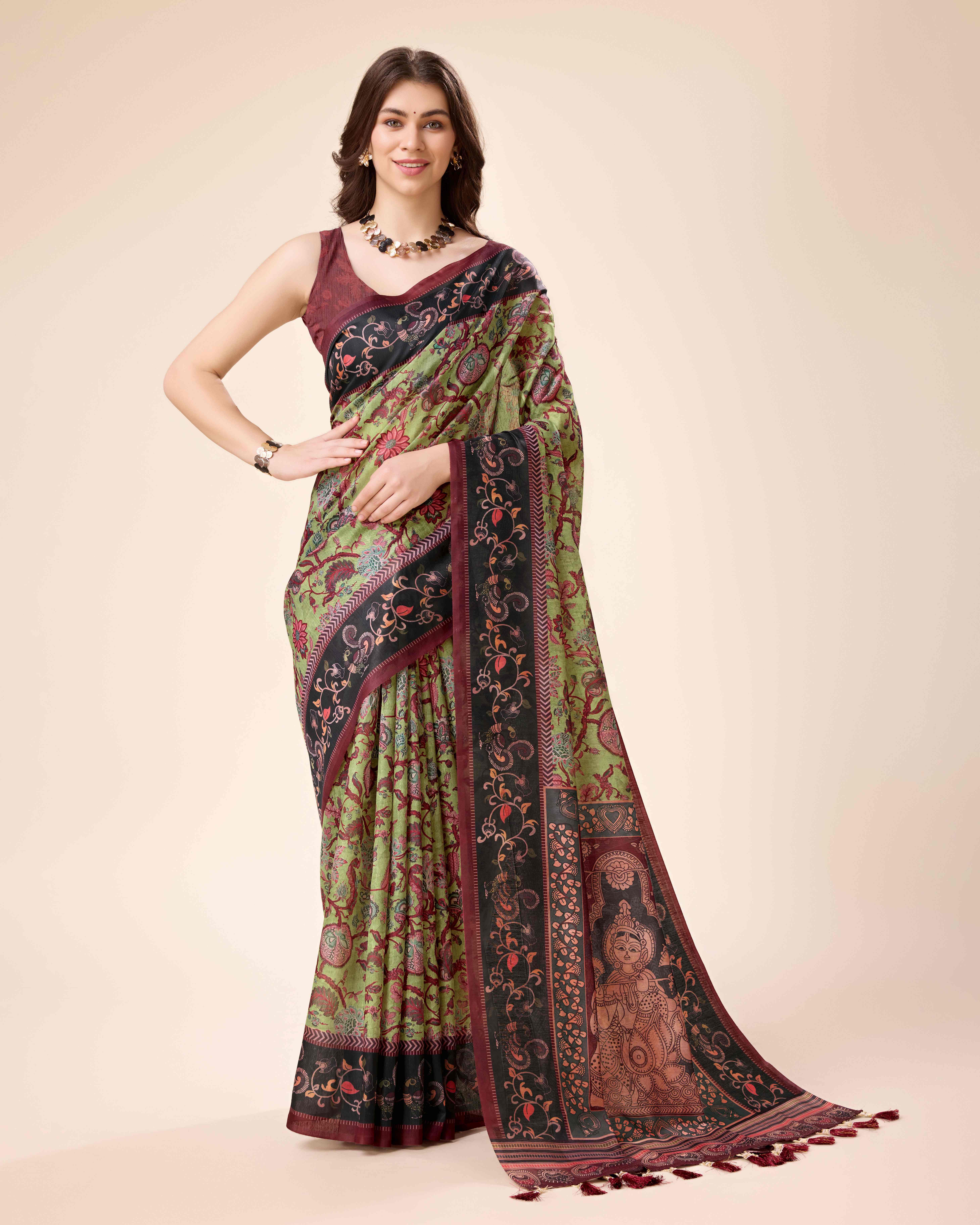 Tasarika Women Silk Green Color Saree Mayur_Green
