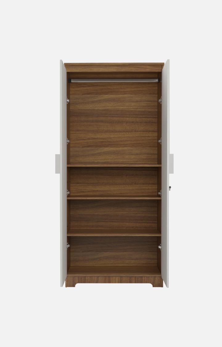 NEUDOT Astona Delight 2 Door Wardrobe - Leon Teak Finish | Space & Clothes Organizer | Cupboard | Almari |Wardrobe |Living Room| Adult & Kids | 1 Year Warranty