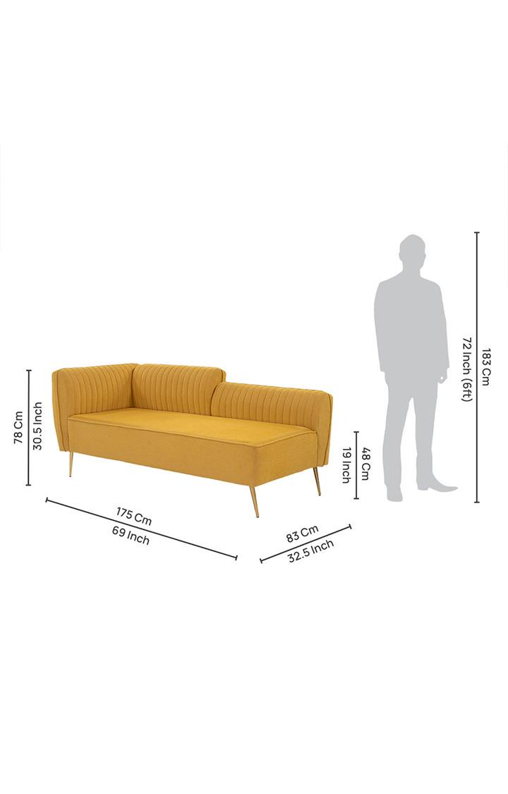 neudot Diva LHS Sofa Chaise Lounger with Golden Legs for Living Room|Bedroom|2 Person Sofa|Diwan|Premium Fabric | Solid Wood Frame|2 Seater (Colour : Husky Yellow (DIY))