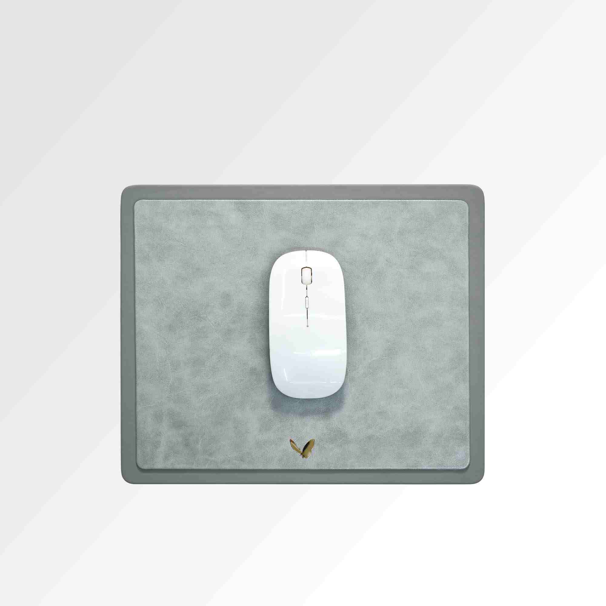 Rectangular Mouse Pad in Faux Leather | Rigid | 11×9 Inches | Moderno | Grey