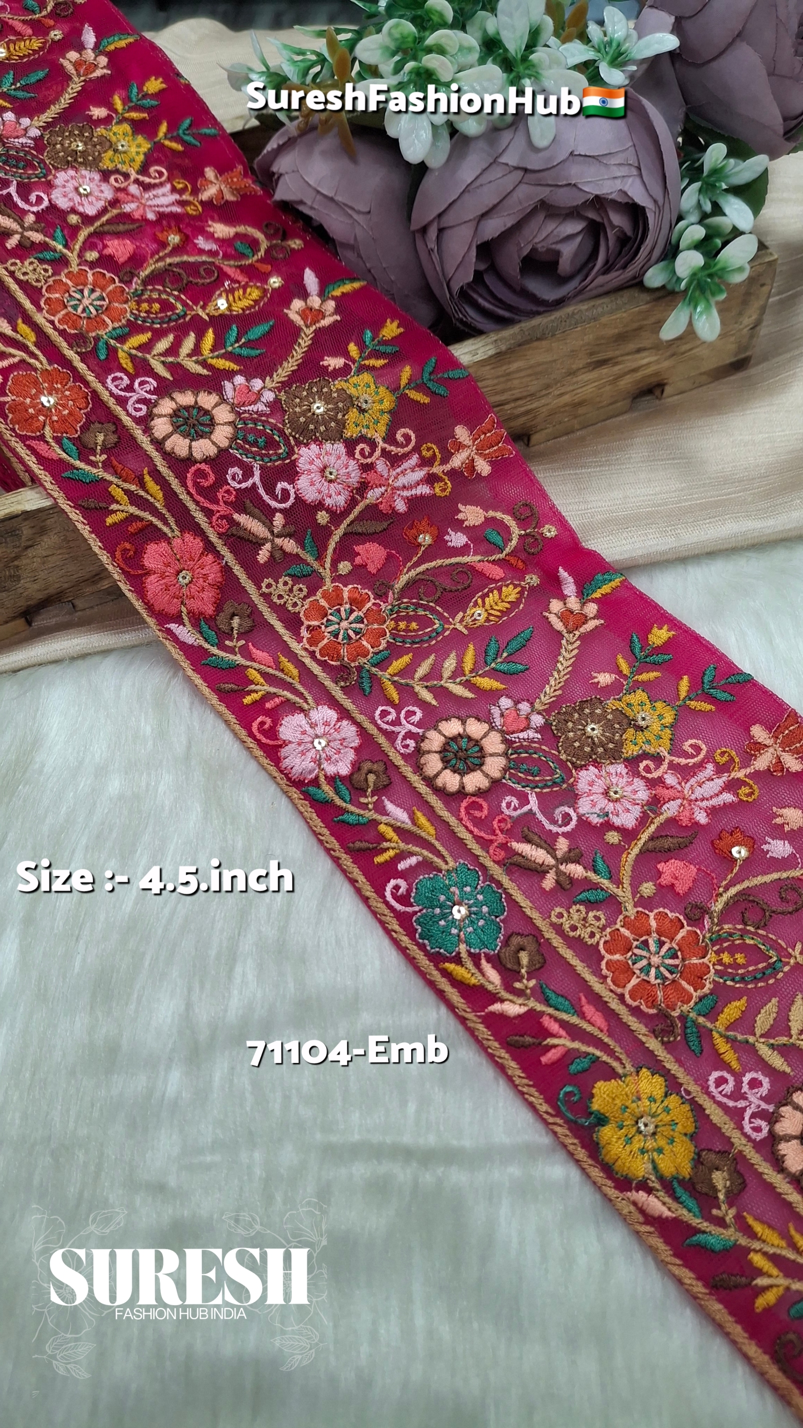 71104-Emb Regal Bloom Net Embroidery Lace – Rani