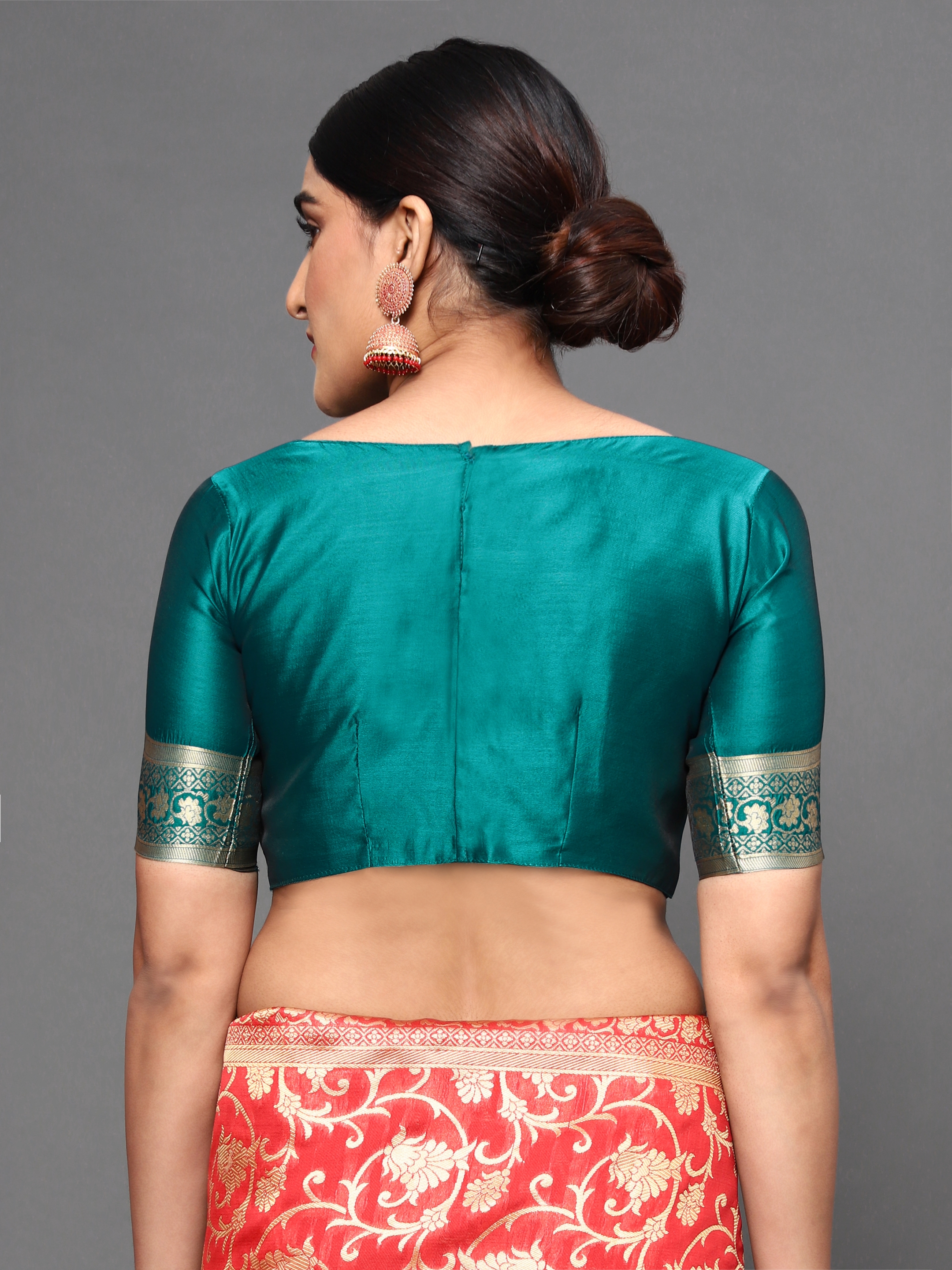 Glemora | Glemora Green Fancy Ethnic Wear Silk Blend Banarasi Traditional Saree 6