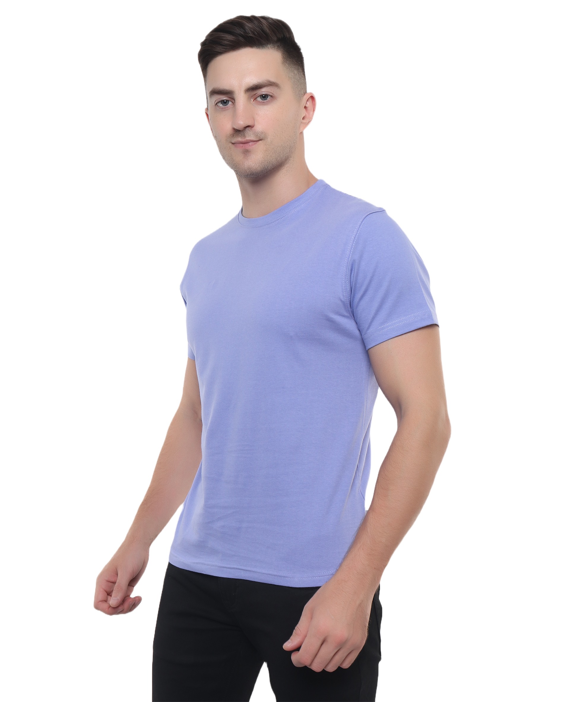 Lavender Cotton Round Neck T Shirt