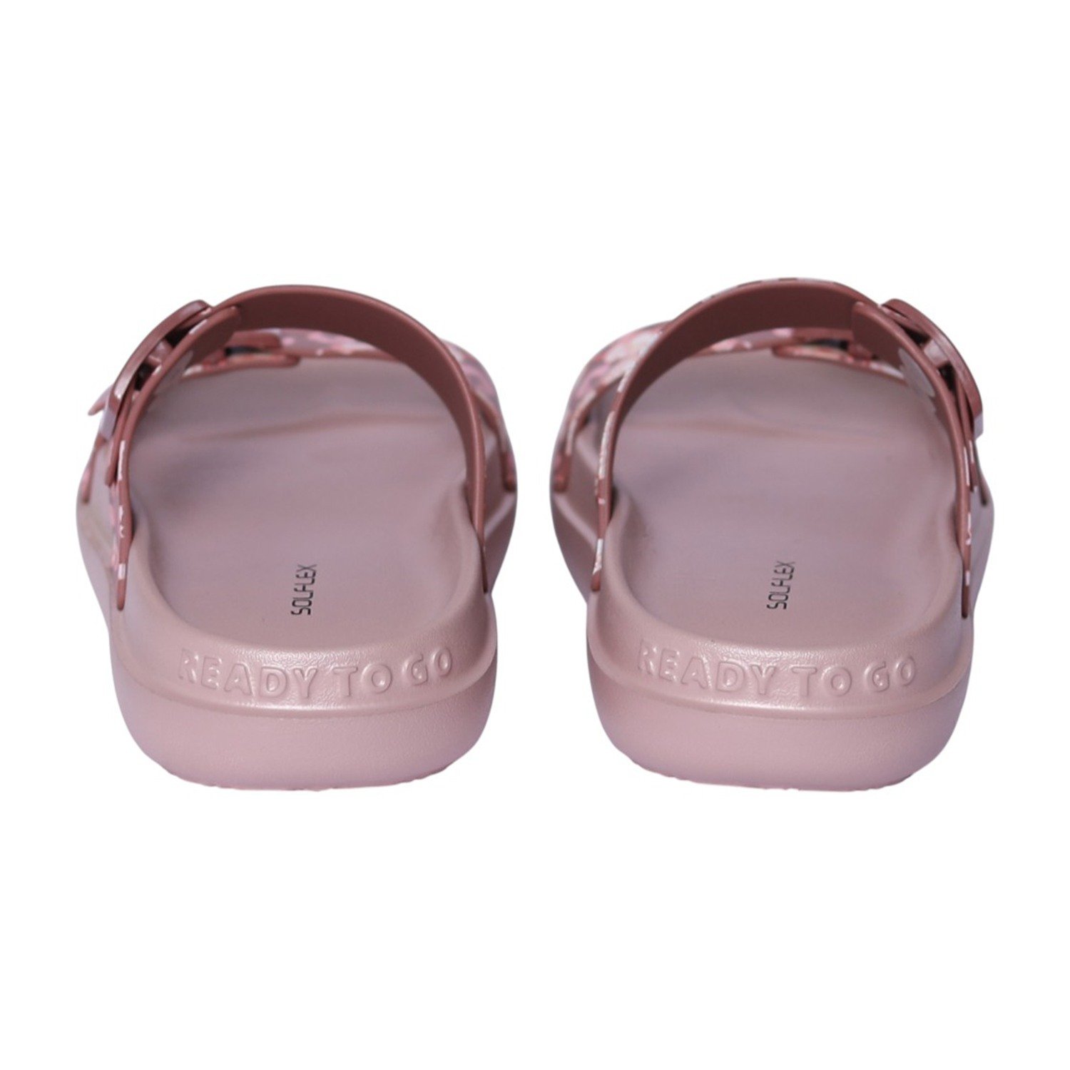 Women Peach Floral Print Two-Strap Sandal