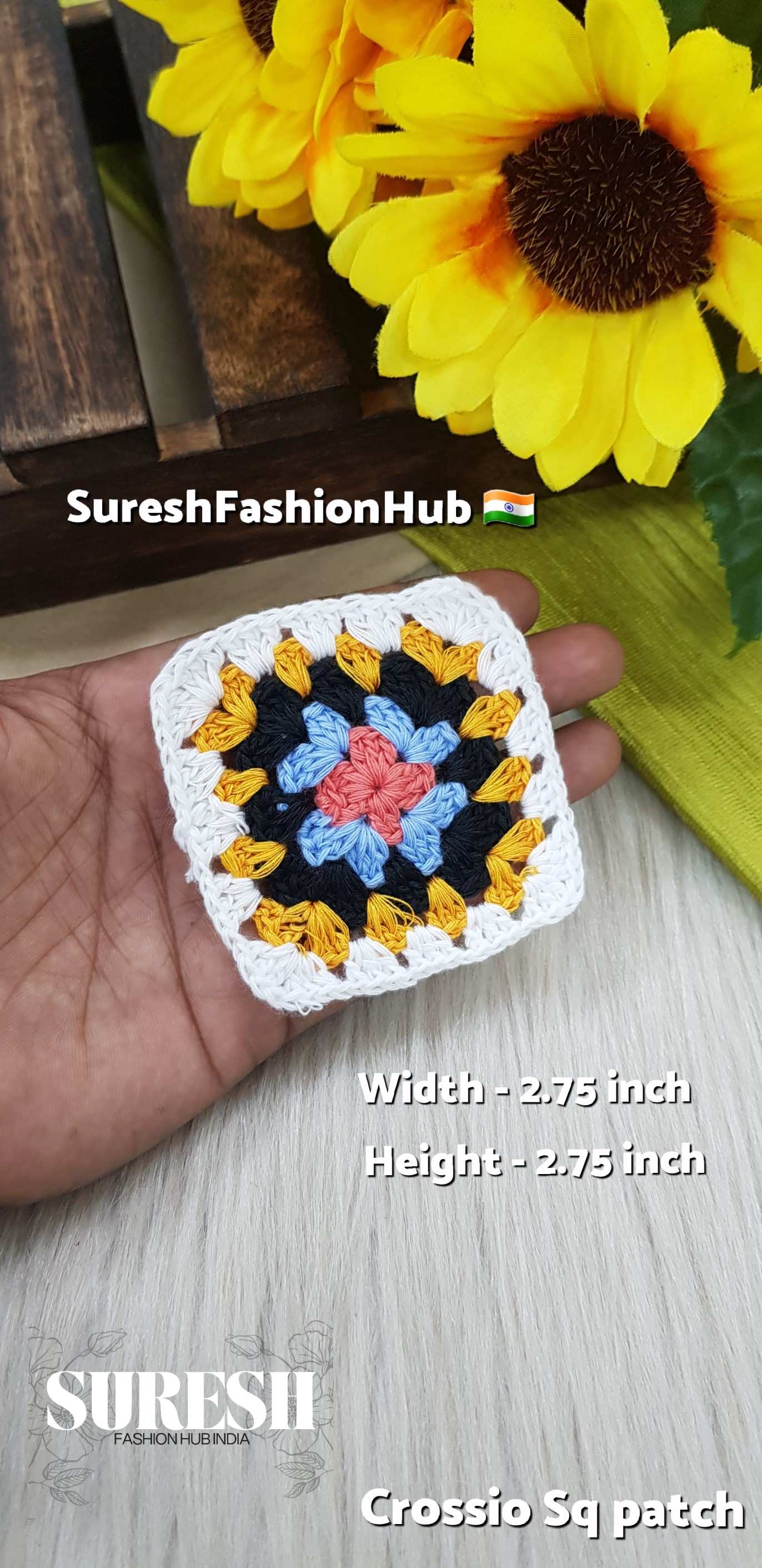 Cr-1 Handmade Crosio Square Patch (White)