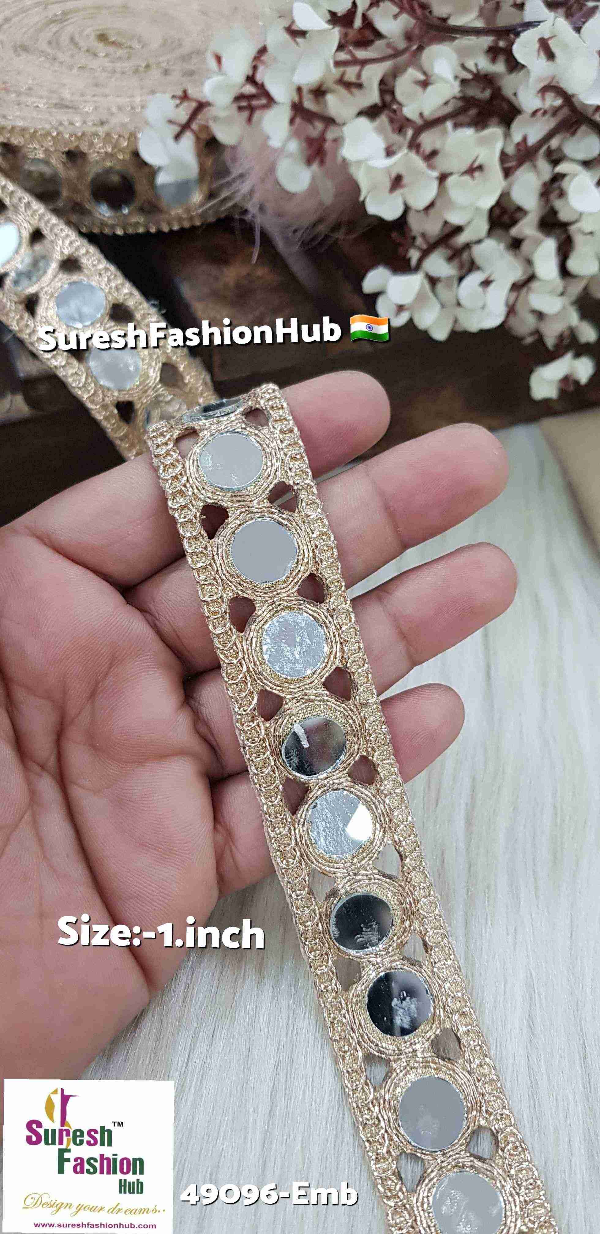 Rose Gold Mirror Cutwork Border Lace