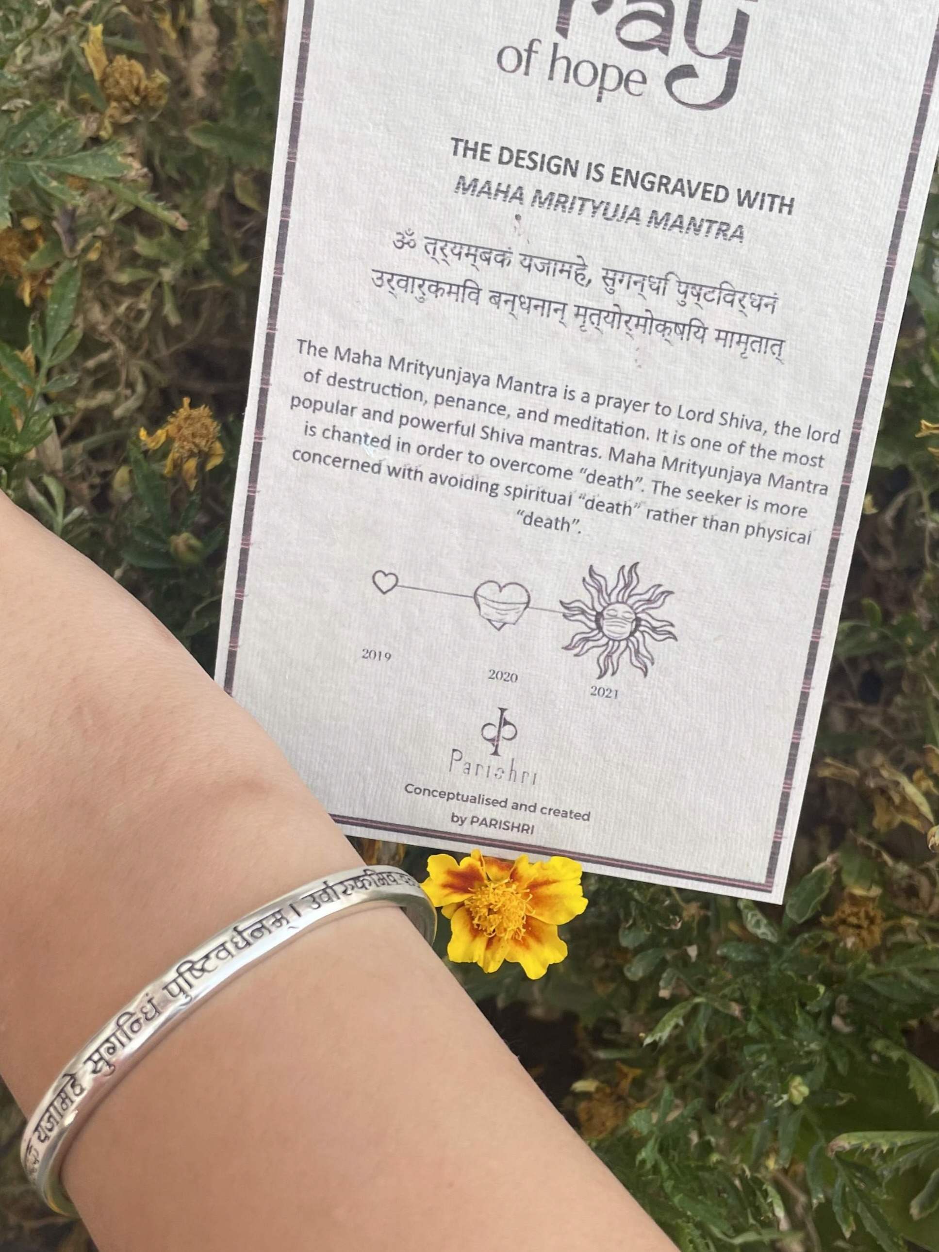 Mrityunjay Mantra 92.5 Silver bangle