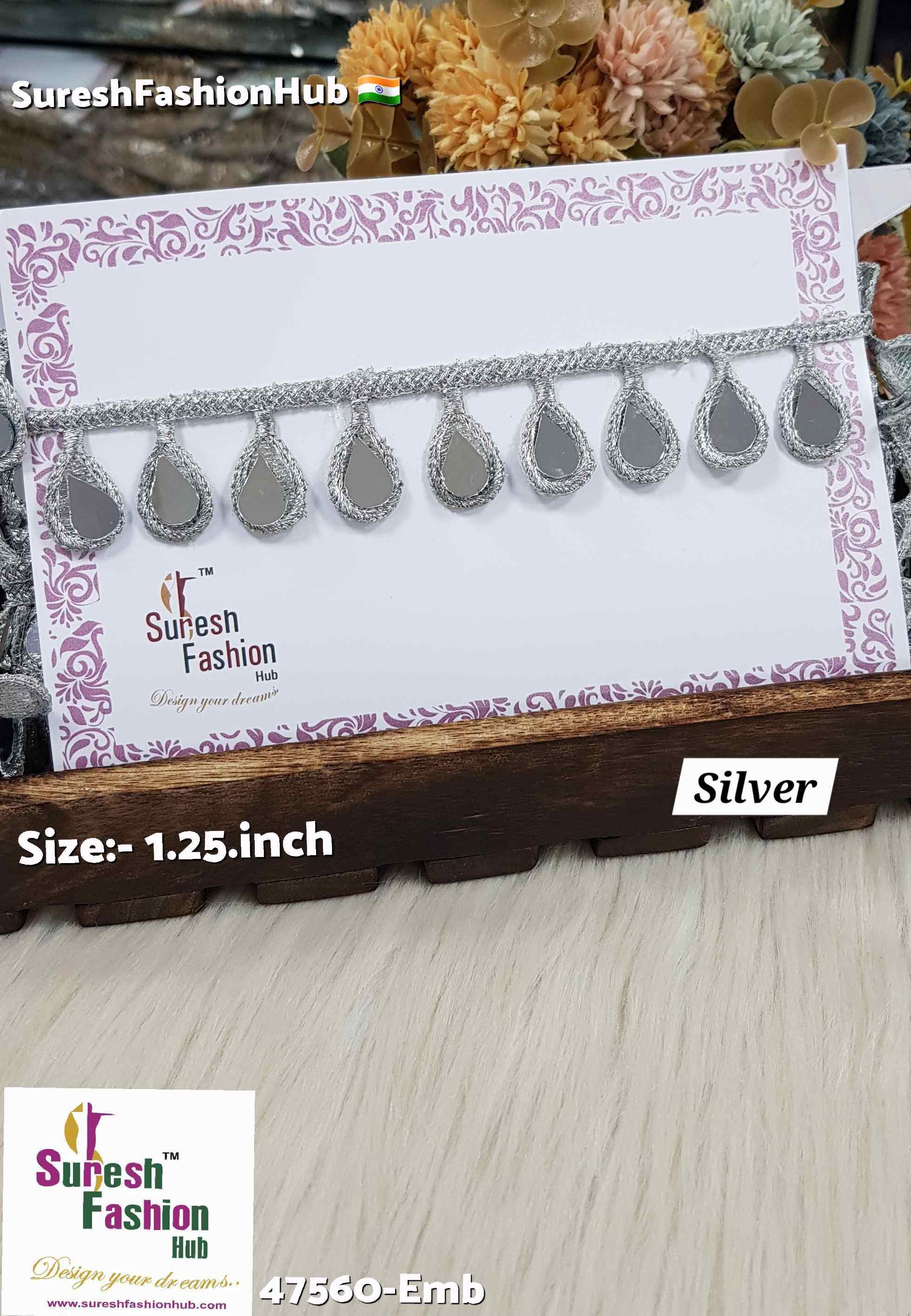 Silver Drop Mirror Cutwork Lace