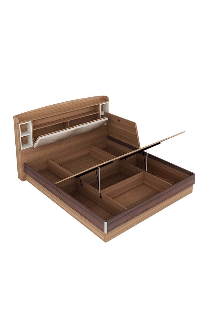 neudot Pico Queen Engineered Wood Queen Hydraulic Bed  (Finish Color - TEAK, Delivery Condition - Knock Down)