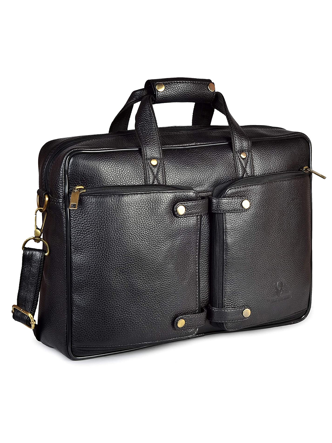 WildHorn | WildHorn 100% Genuine Leather Black Laptop Bag for Men 1