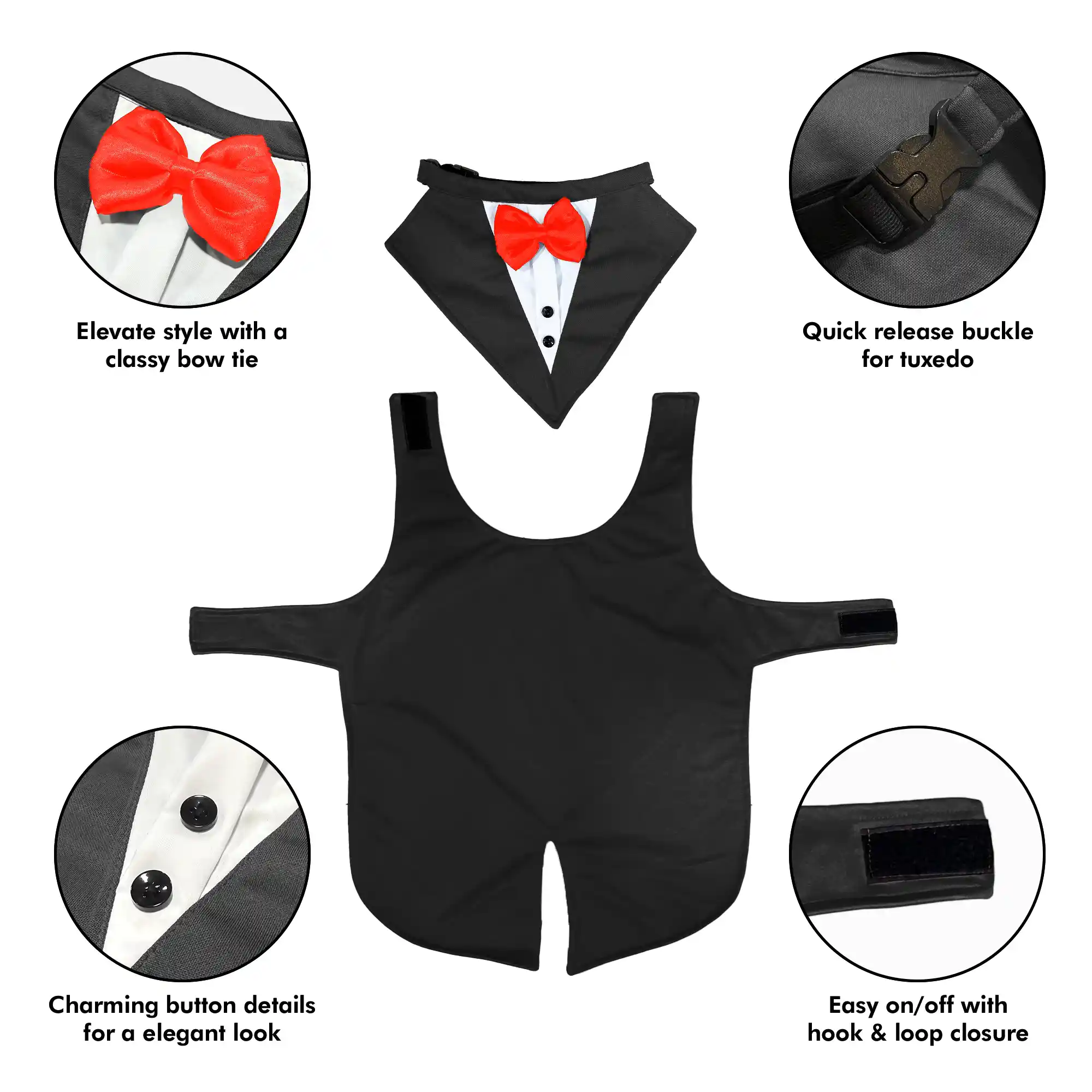 PawsIndia Black & White Tuxedo Suit, Red Carpet Ready