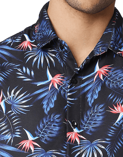 Hemsters | Men's Blue Cotton Printed Casual Shirts 5