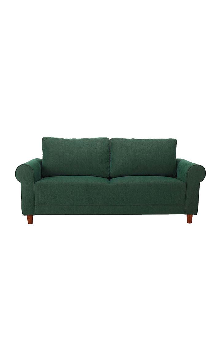 neudot Melody Sofa for Living Room |3 Persons Sofa|Premium Fabric with Padded Cushioned Armrest | Solid Wood Frame|3 Seater in Castle Green Color