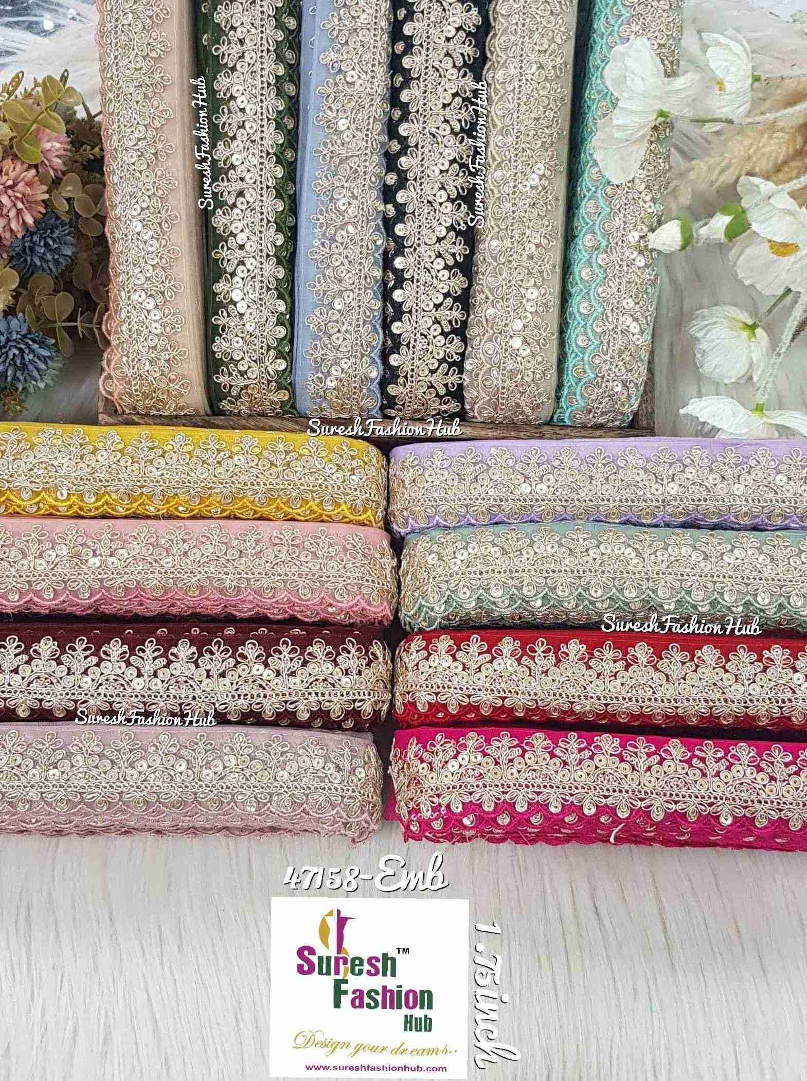 Light Mouve Pearl Embroidery Scalloped Lace