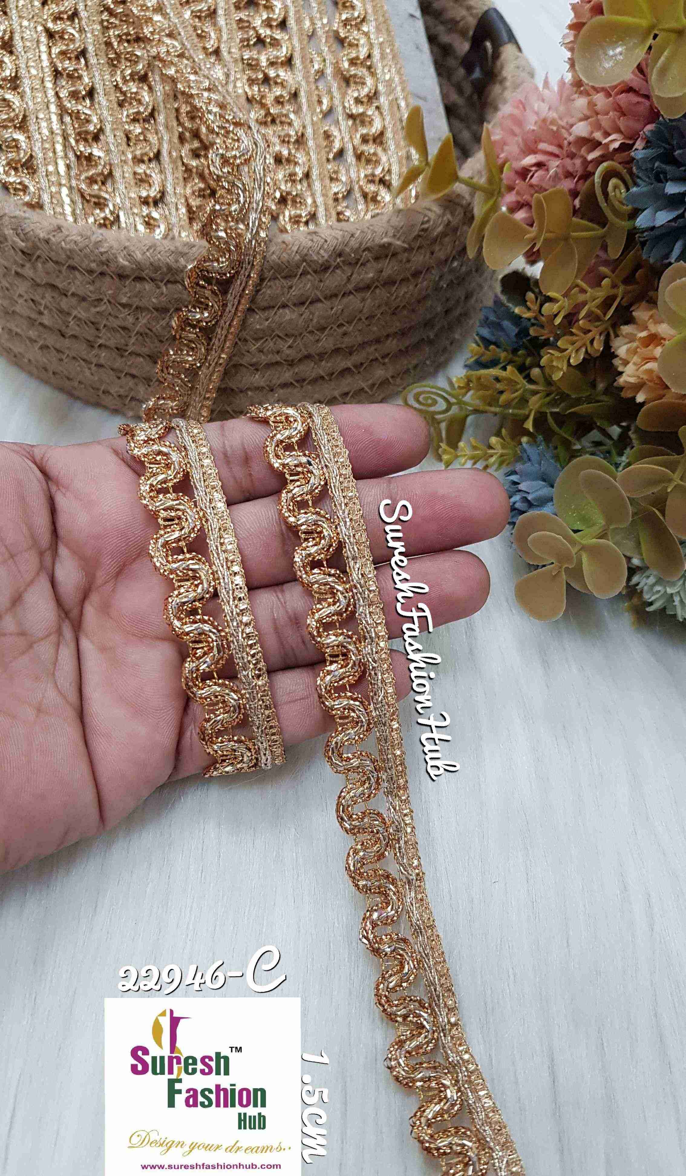 Golden Zari Elegance U-Shaped Trim