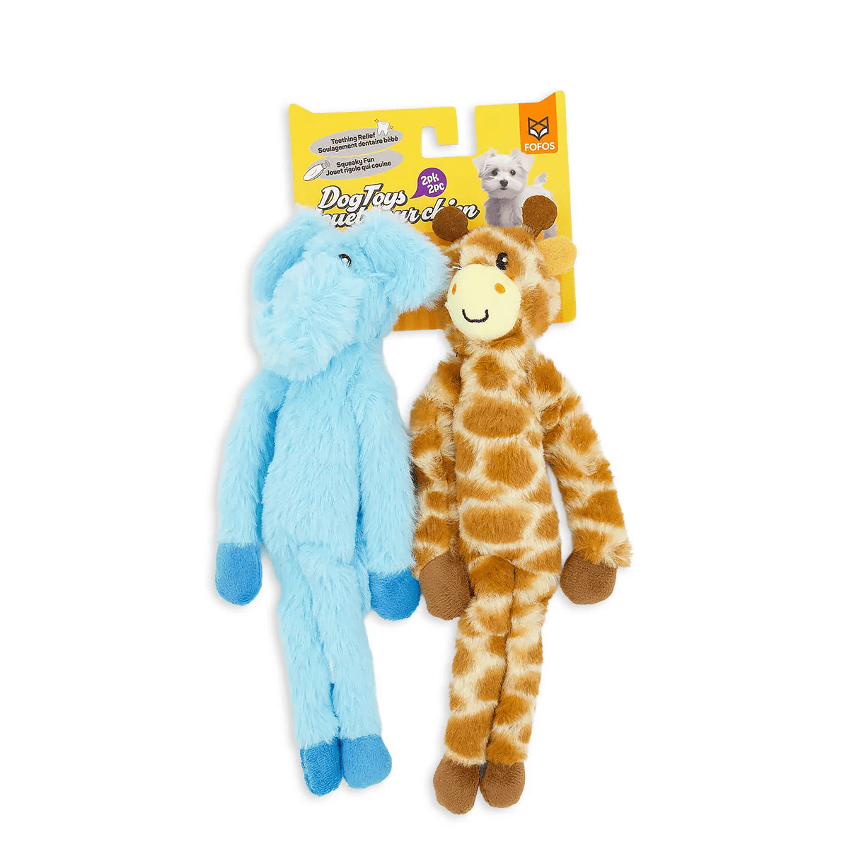 FOFOS Elephant & Giraffe Plush Dog Toy, Pack of 2