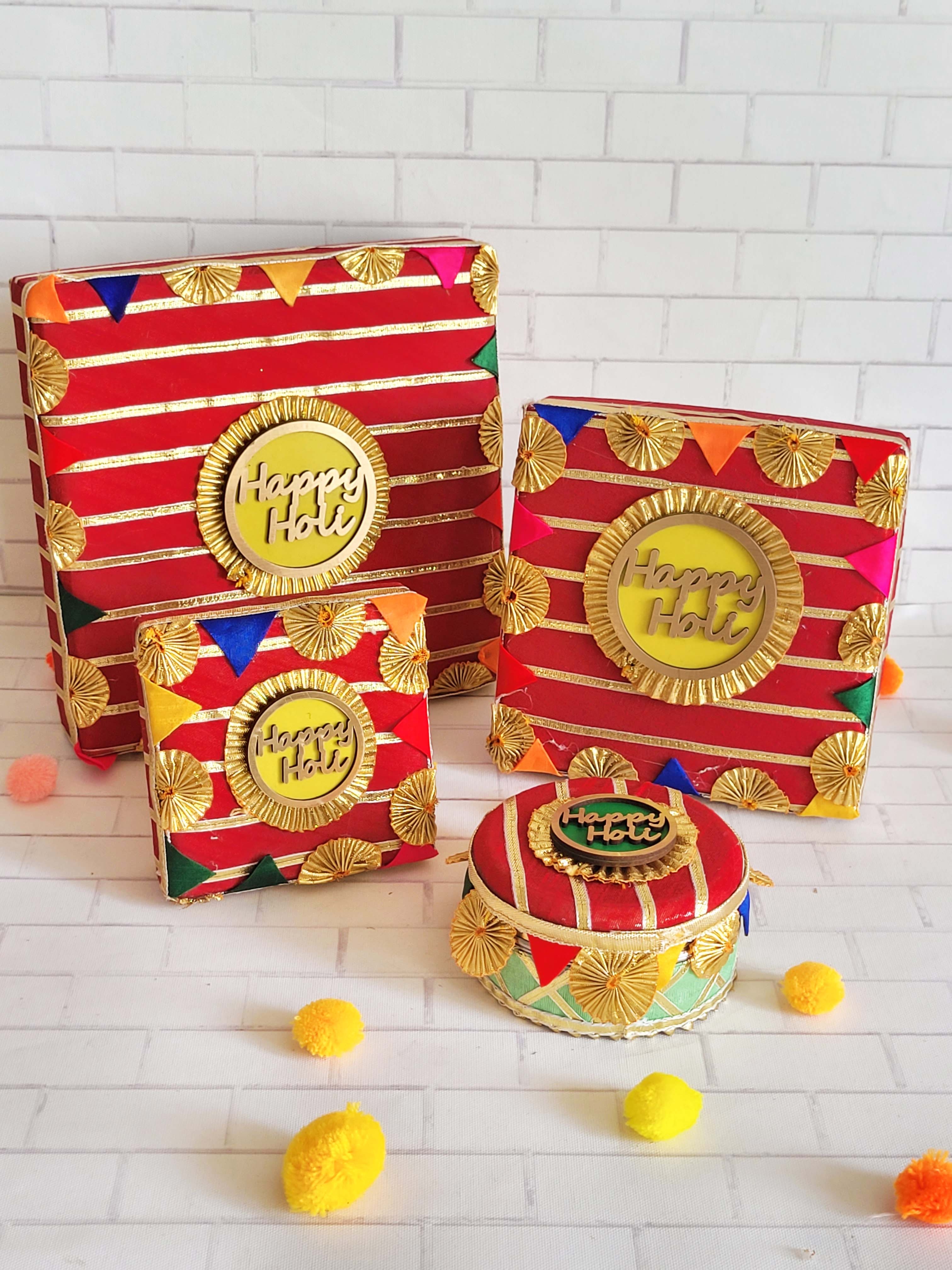 Floral art | Happy Holi Box Sets-Red undefined