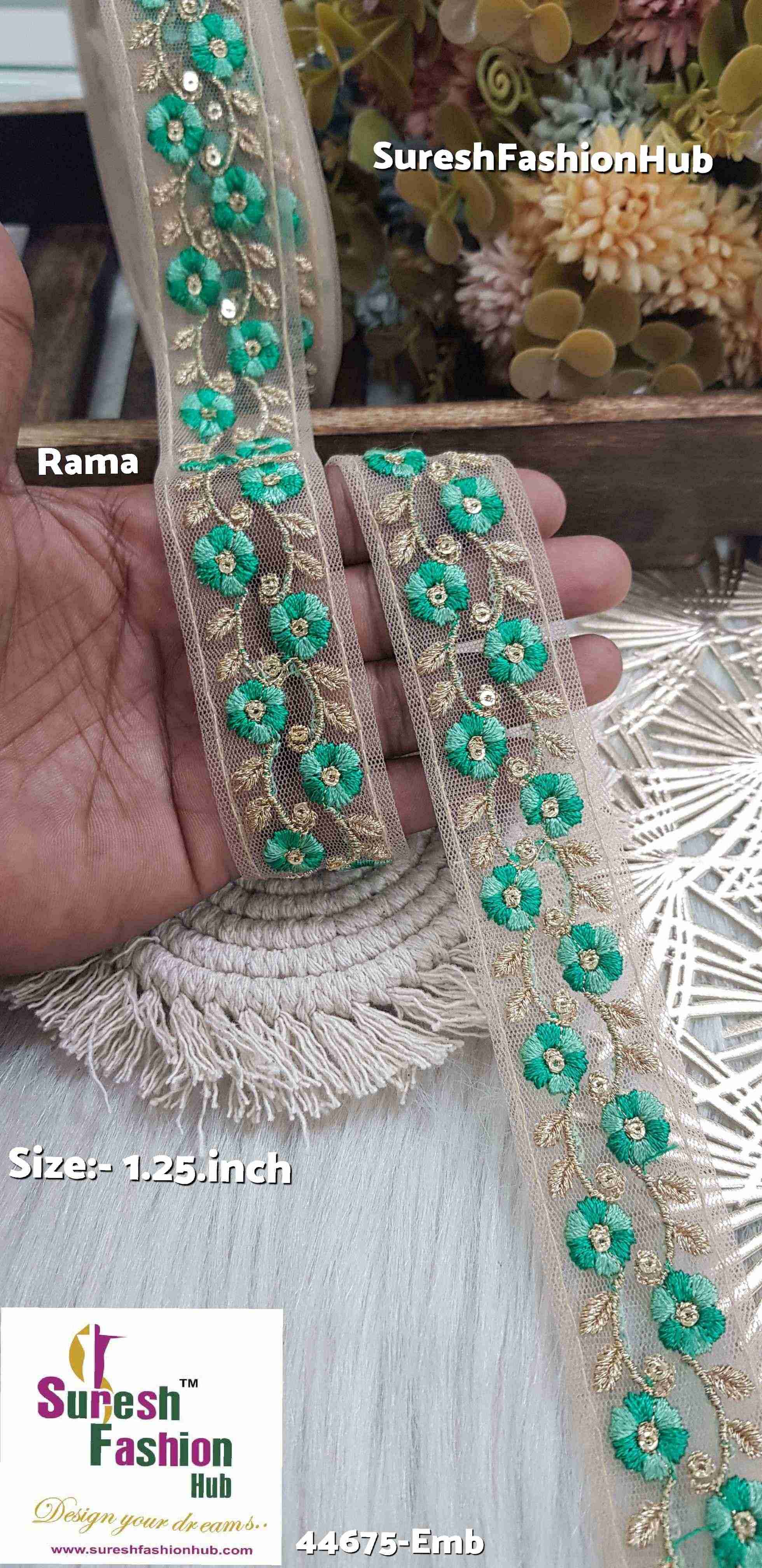 Dual Tone Rama Embroidered Net Lace