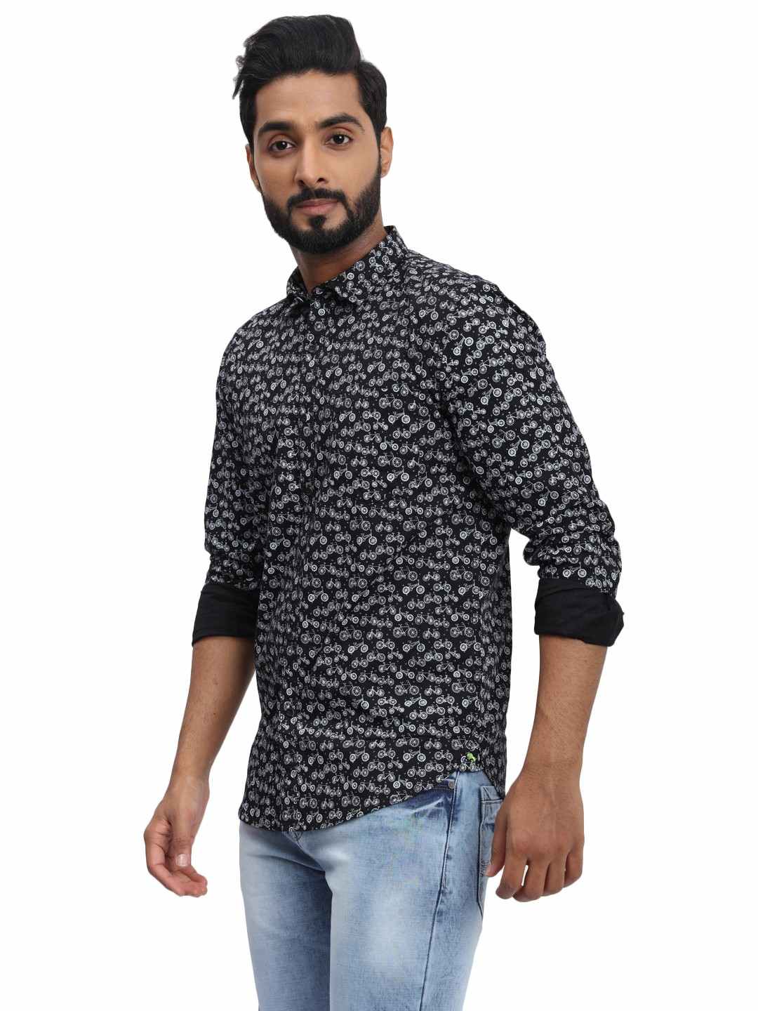 D cot by Donear Men s Black Cotton Casual Shirts