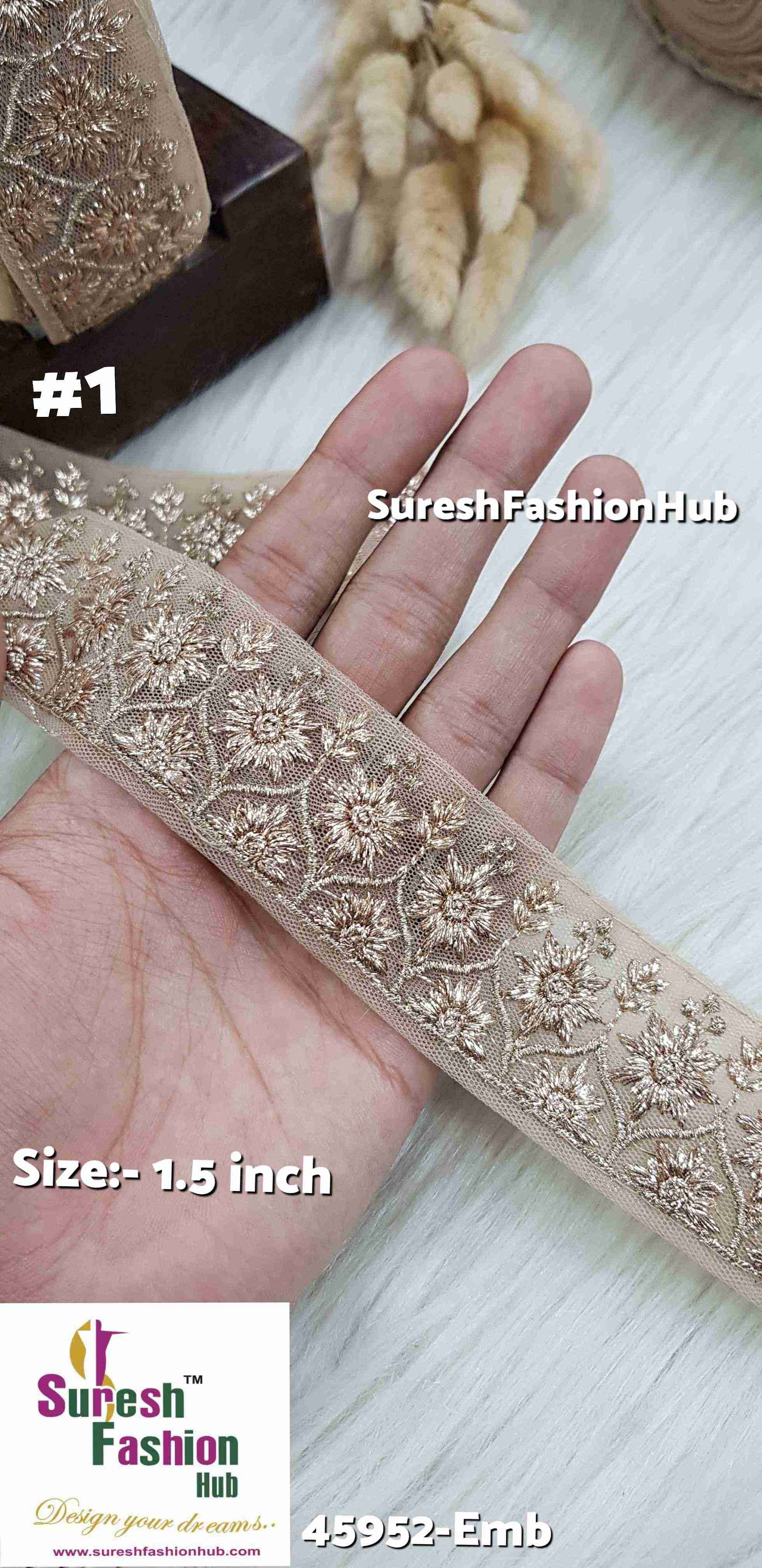 Opulent Pearl + Rose Mix Badla Embroidered Lace Roll