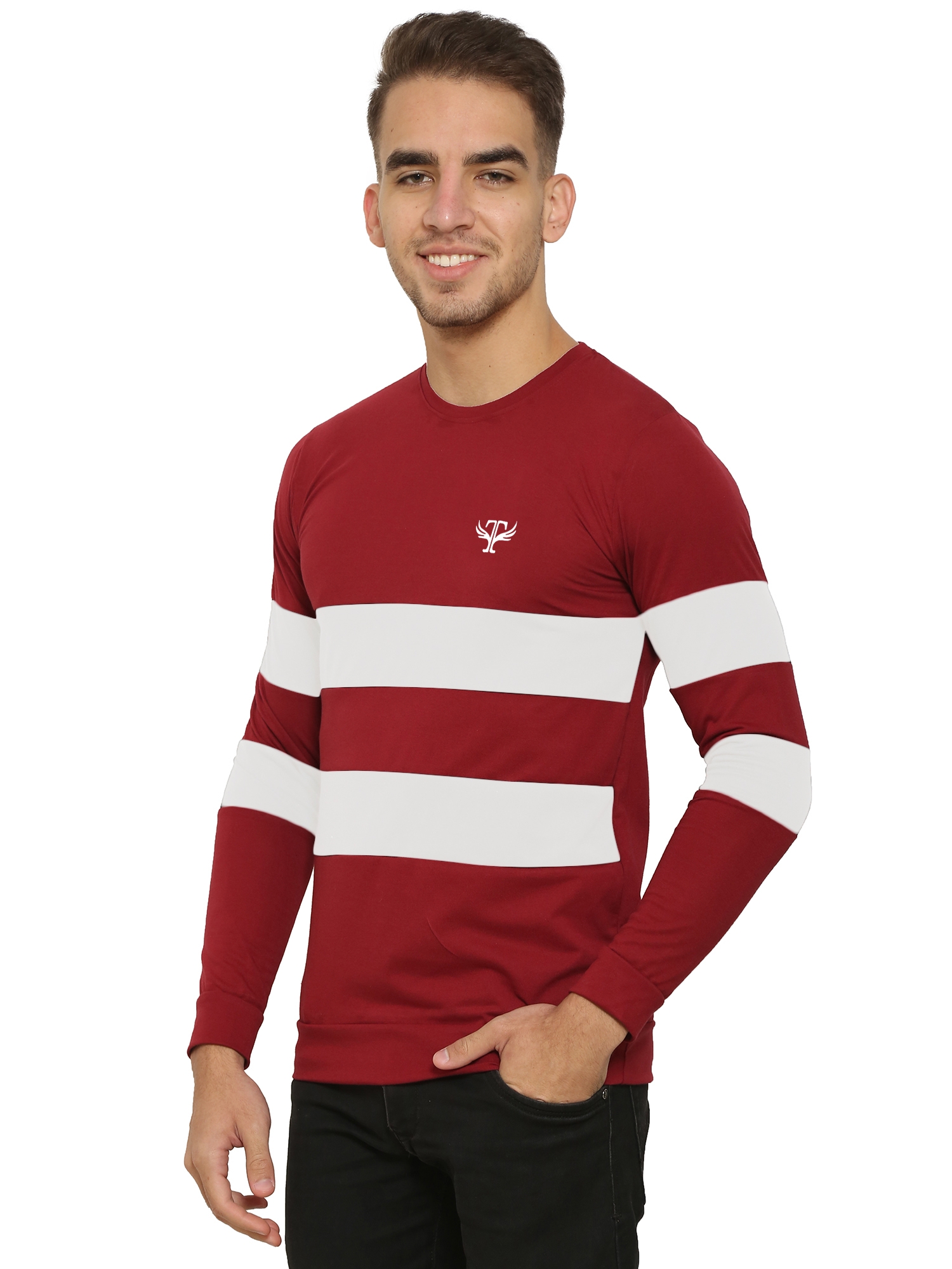 HEATHEX | Men's Chest Panel Regular Full Sleeve Fit Red T-Shirt 2