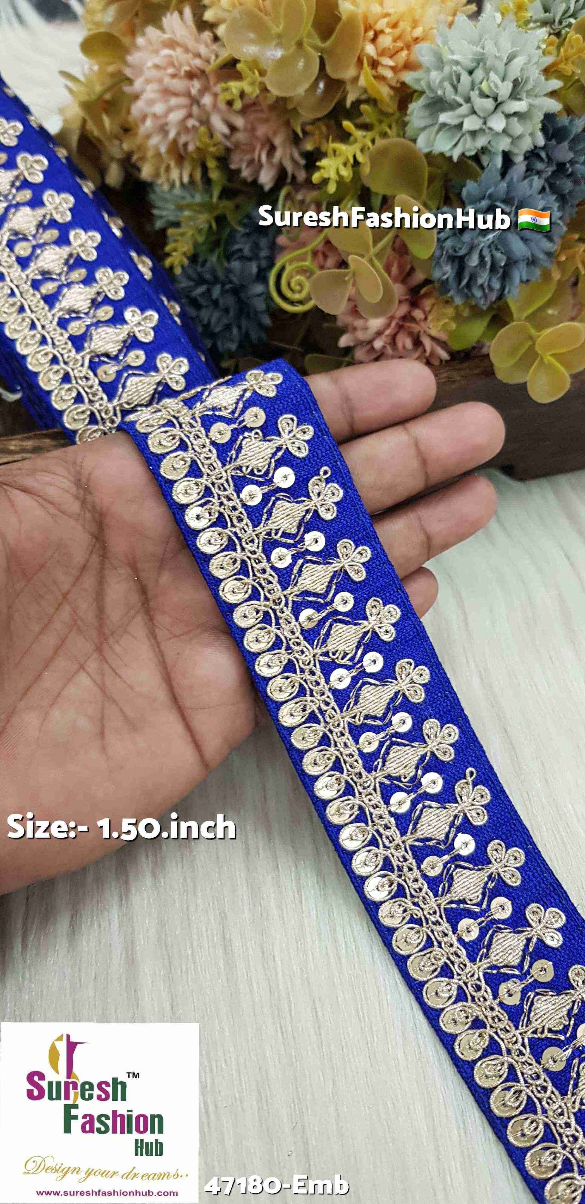 Royal Blue Royal Elegance Embroidered Lace