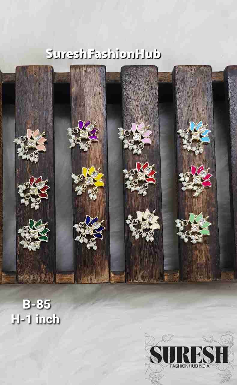 Red Lotus Meenakari Pearl Drop Button – B-85